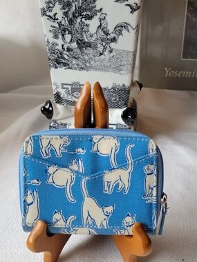 Cath Kidston Blue Cat Print Small Wallet
